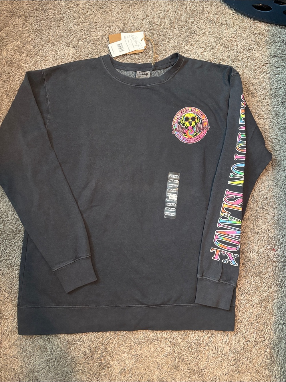 Vintage Havana Black Crewneck Galveston Island